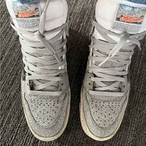 Off-White Silver Glitter High-Top Sneakers